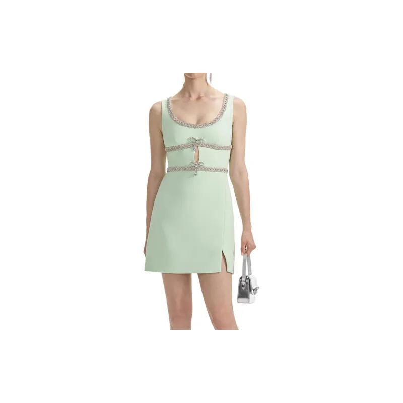 Self portrait Crystal embellished Bow Mini Dress-2