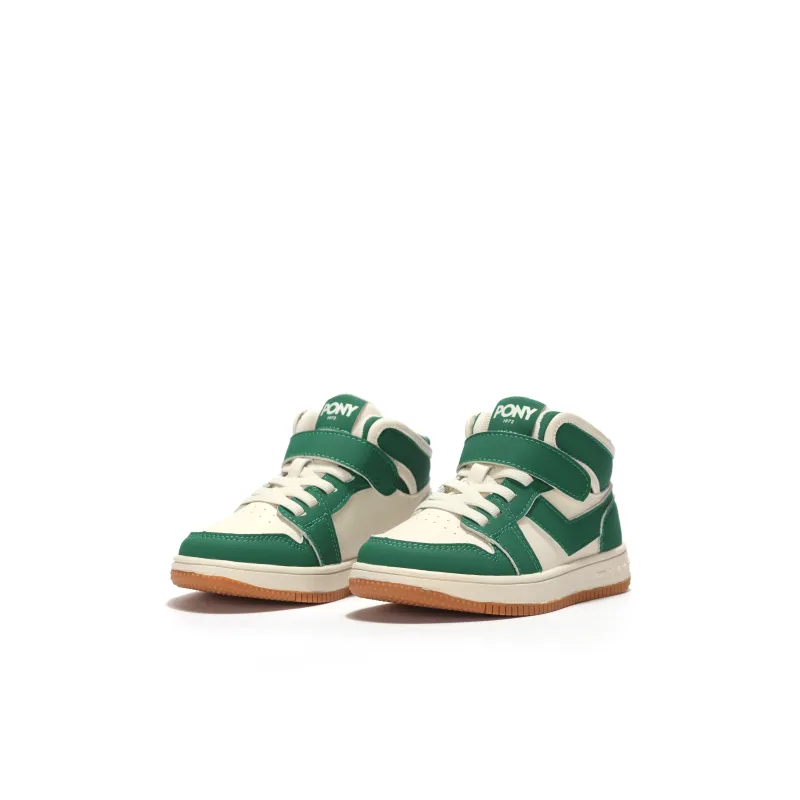 PONY Wear Resistant High Top Kids' Skateboarding Shoes Green White Kids'-3