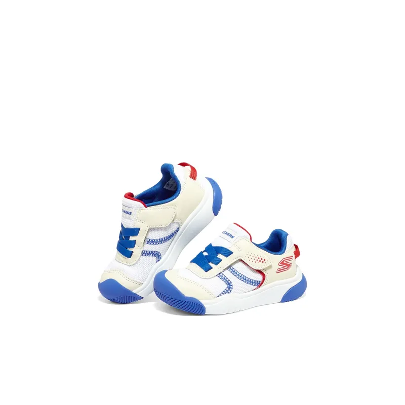 Skechers Kids Anti Kick, Breathable, Slip Resistant Low Top Toddler Shoes White Blue Infant And Toddler-2