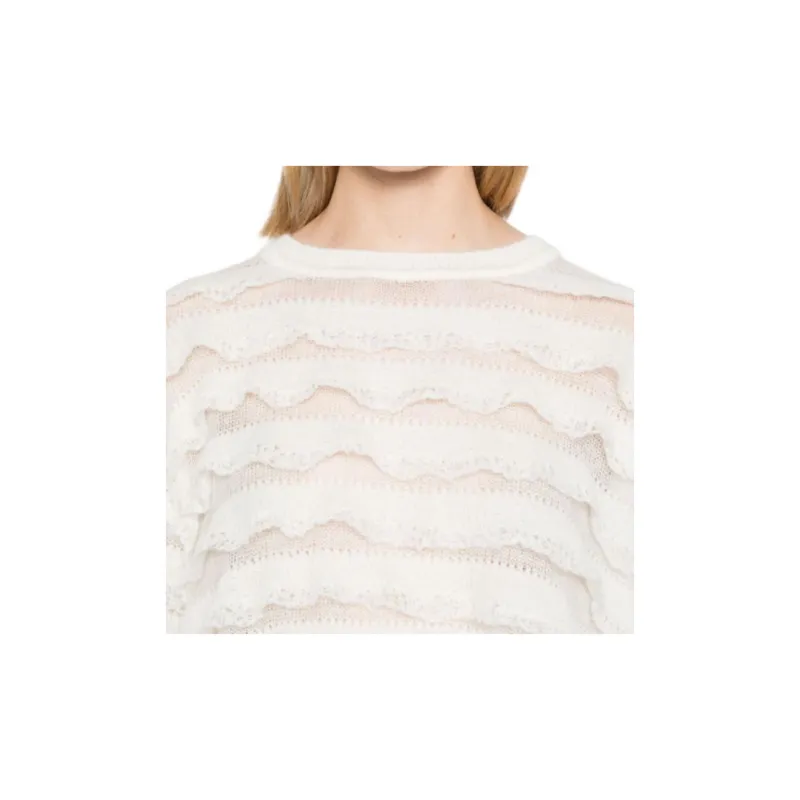 Twinset Lace Effect Flounce Boxy Jumper-4