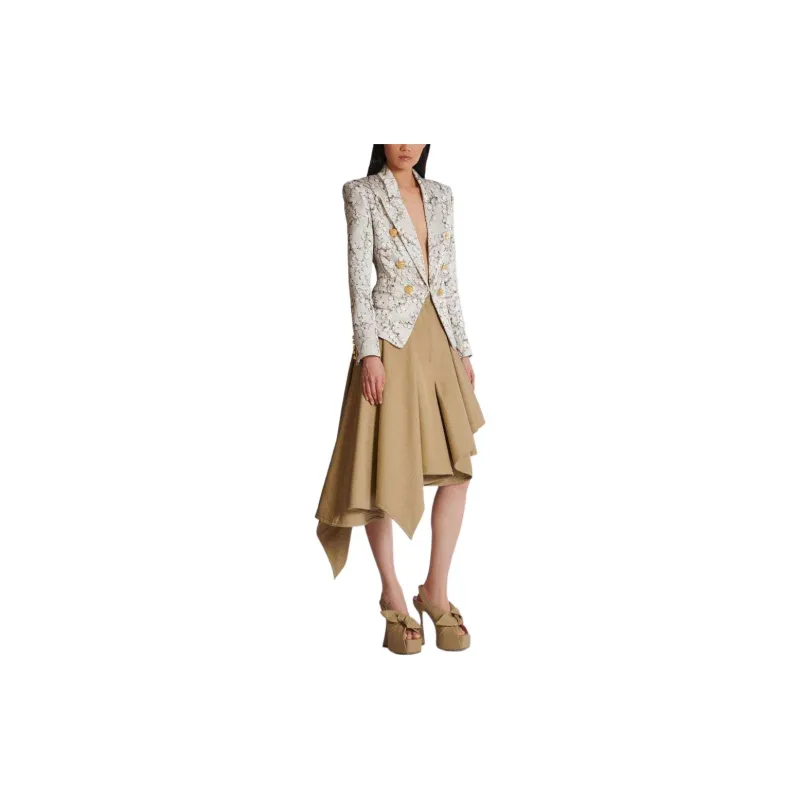BALMAIN Redcurrant Print 6-Button Satin Jacket-5