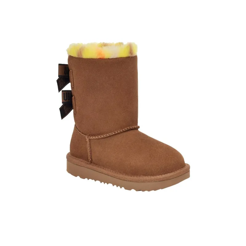 UGG Bailey Bow Plaid Punk Boot Chesnut Toddler-1