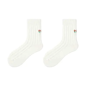 Primeet Mid Calf Socks Women's 1 Pack White Small Flower