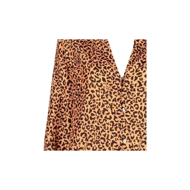 KARL LAGERFELD / Karl Lagerfeld Jeans Leopard print Backless Silk Blouse-4