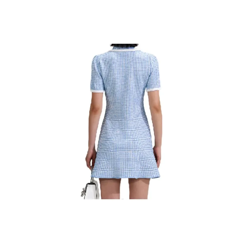 Self portrait Short Sleeved Dresses Women's Misty Blue-2