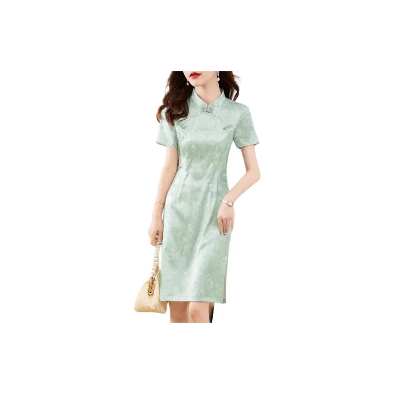 Mo Han Yi Mei Short Sleeved Dress Women's Mint Green-1