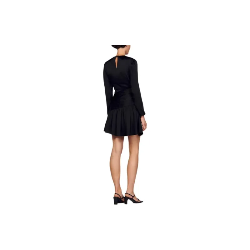 Sandro Leticia Draped Long-sleeve Minidress-3