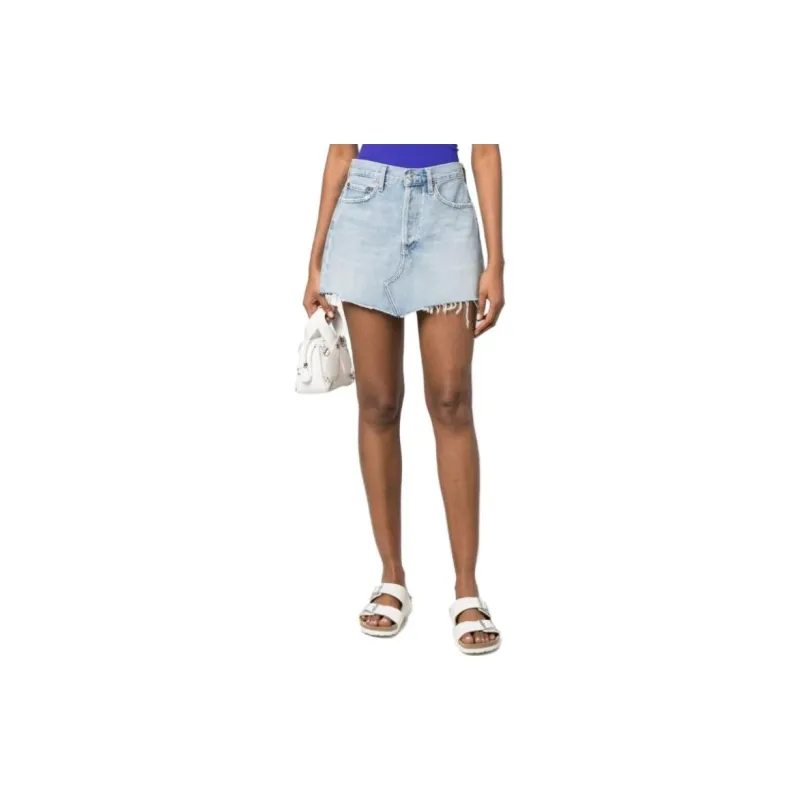 AGOLDE Denim Short Skirts Women's Sky Blue-1