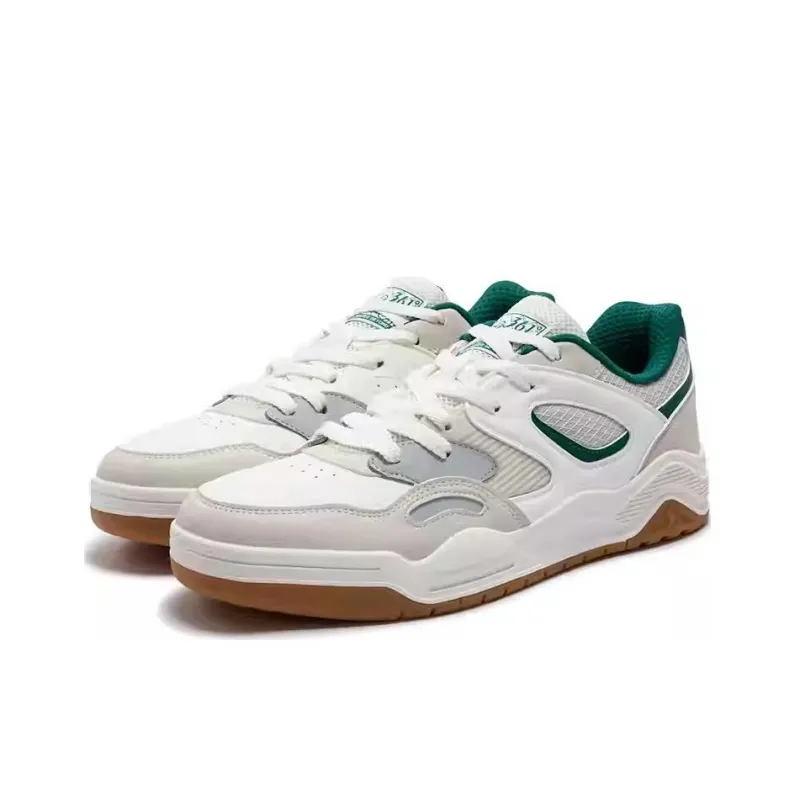 361° Anti Slip Wear Resistant Low Top Skateboard Shoes Men's White Gray Green-2