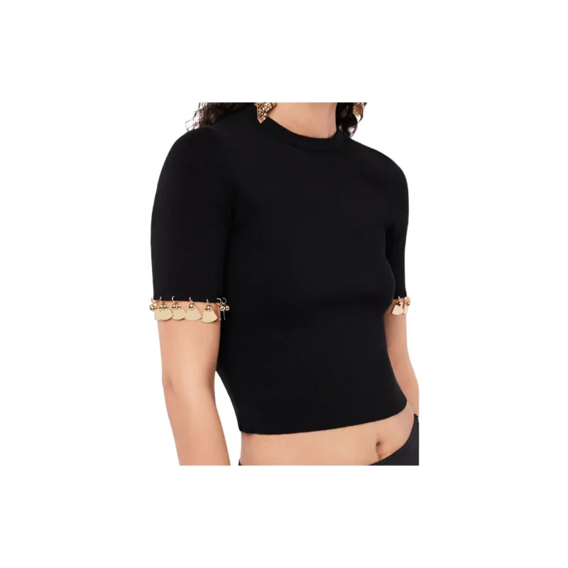 Paco Rabanne Charm-Trim Short Sleeved Cropped T-Shirt-5