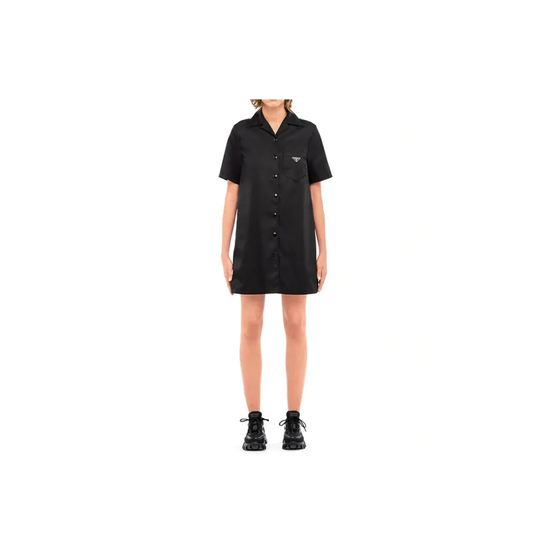 PRADA Re Nylon Short Sleeved Dress Women's Black-1
