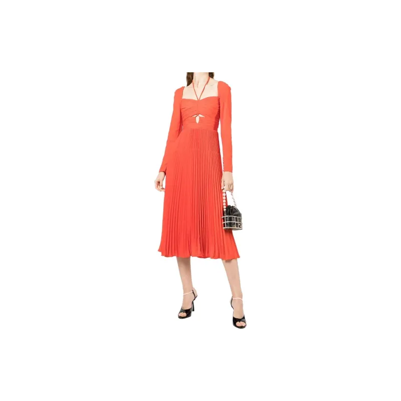 Self-portrait Halterneck Pleated Midi Dress-1