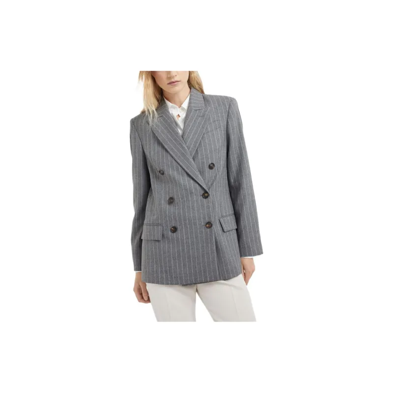 Brunello Cucinelli Pinstripe Double breasted Blazer-3