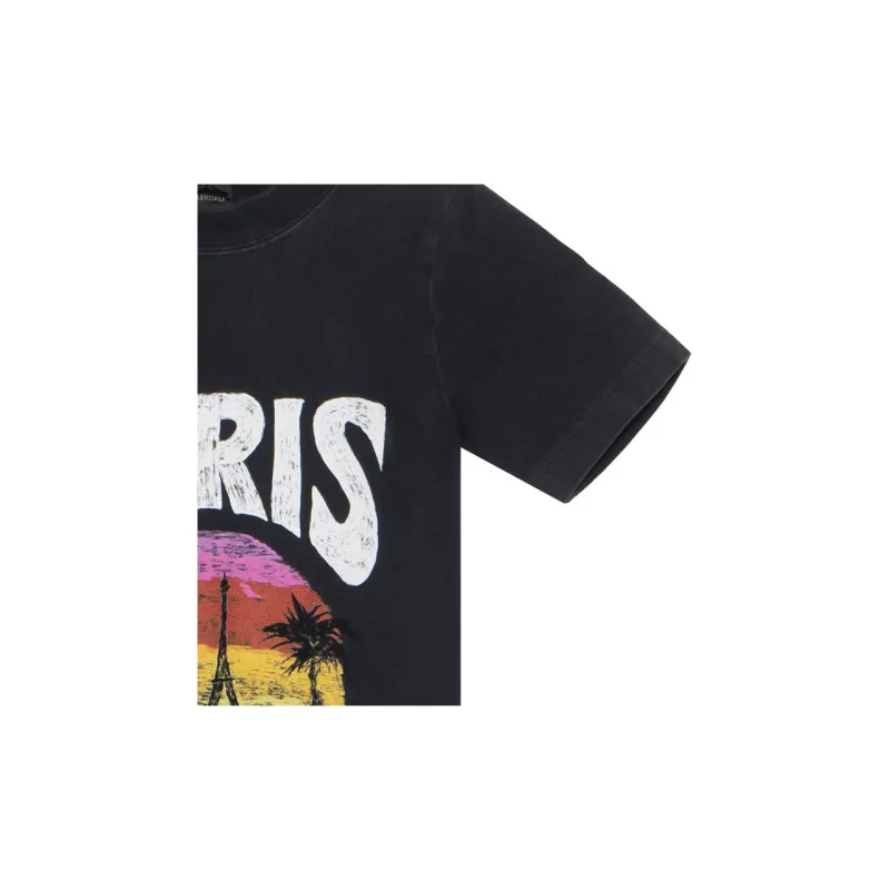 Balenciaga Women's Paris Tropical T shirt Fitted Black/White-2