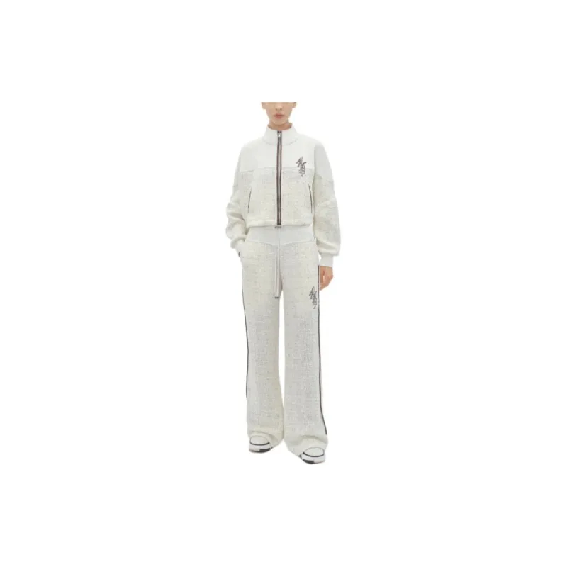 AMIRI SS24 Boucle Hybrid Track Jacket Jackets & Coats Women's White-1