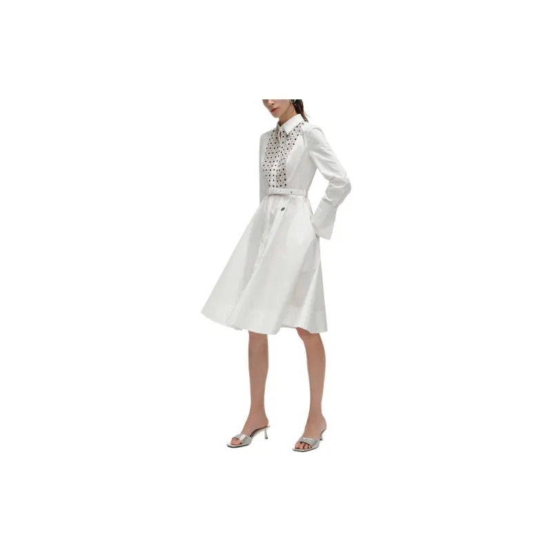 KARL LAGERFELD SS24 Long-Sleeved Dresses Women's White-5