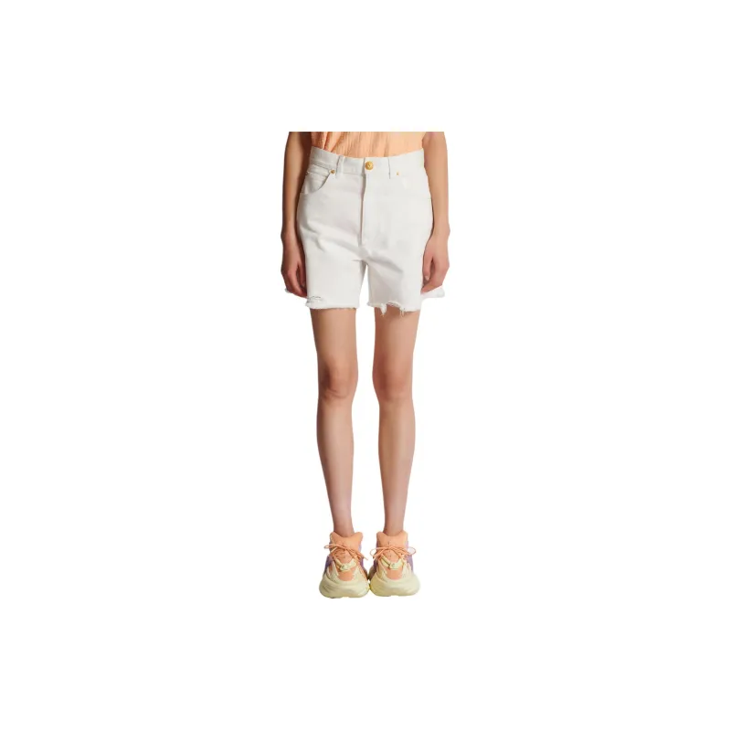 BALMAIN Denim Shorts Women's White-4