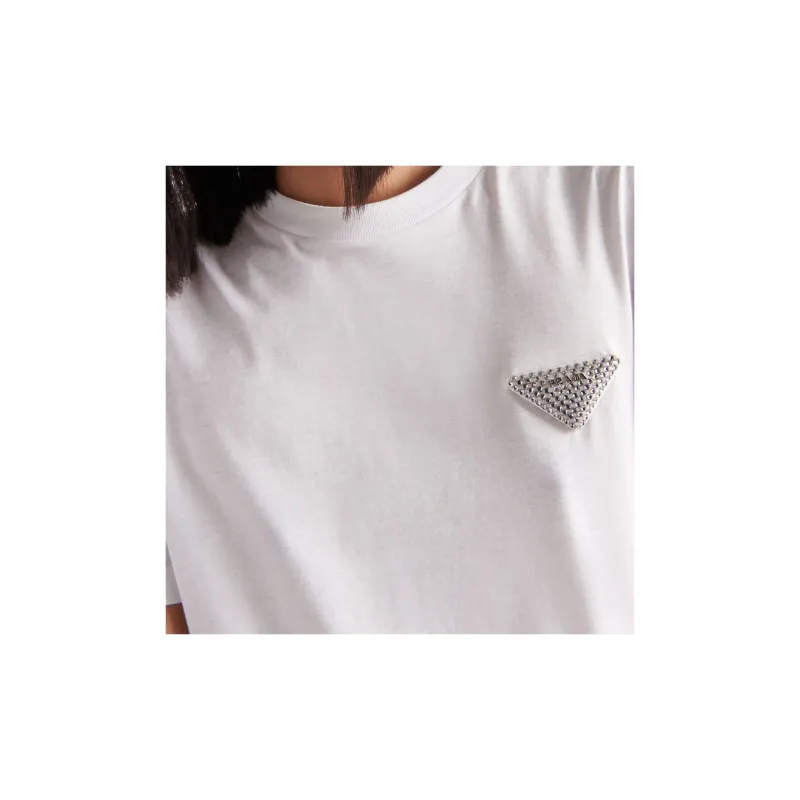 PRADA Logo Plaque Crewneck T Shirt-4