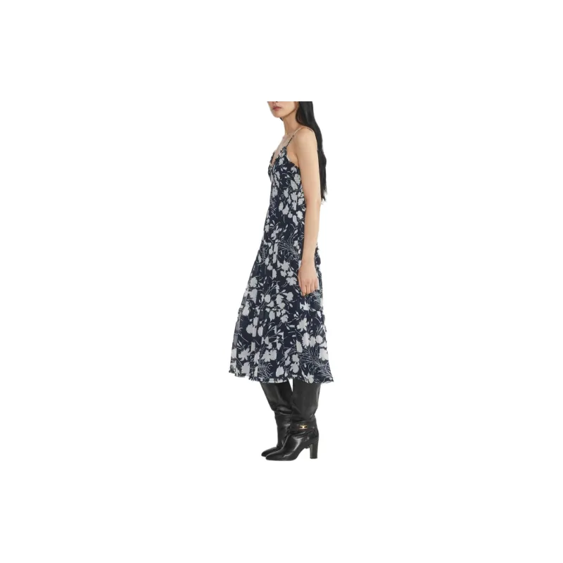 ARITZIA Wilfred Tuberose Dress Slip Dresses Women's Dark Night Nvy Lt Br/Black Background With White Print-4