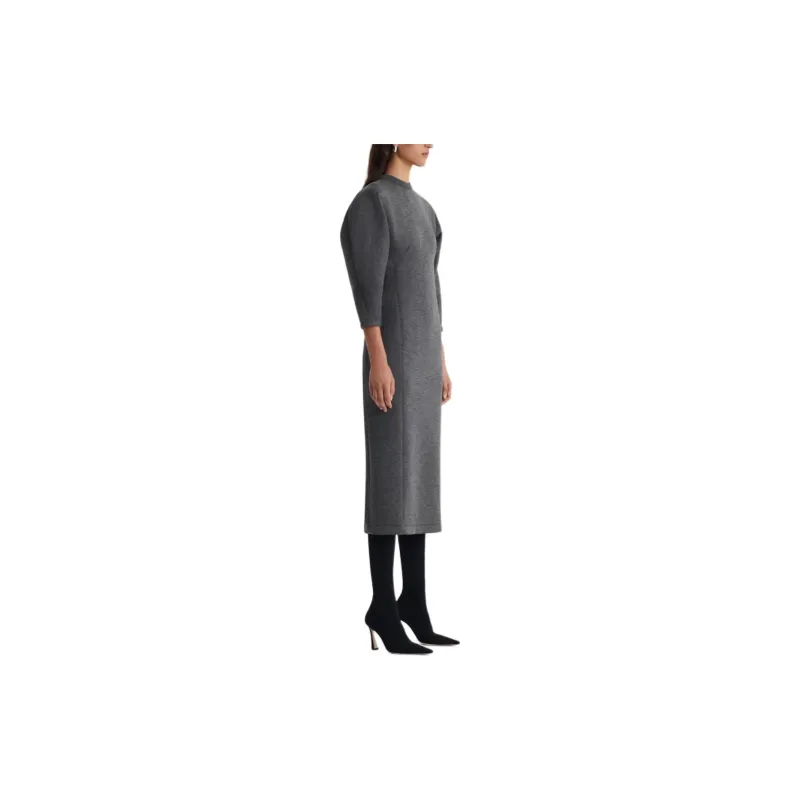 SCANLAN THEODORE Scuba Cocoon Sleeve Dress Long-Sleeved Dresses Women's Grey/Gray-2
