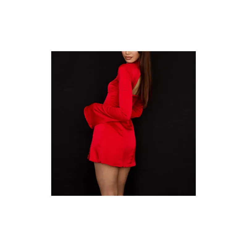 HOUSE OF CB ALYSSA Long Sleeved Dress Women's SCARLET/Vermilion-5