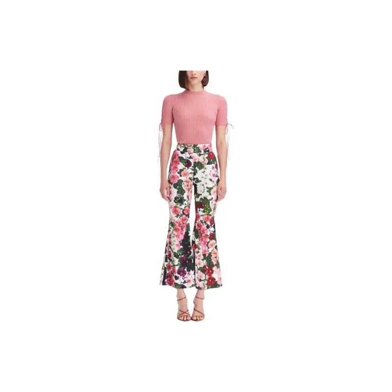 Oscar De La Renta Hollyhock Flared Cropped Trousers-1