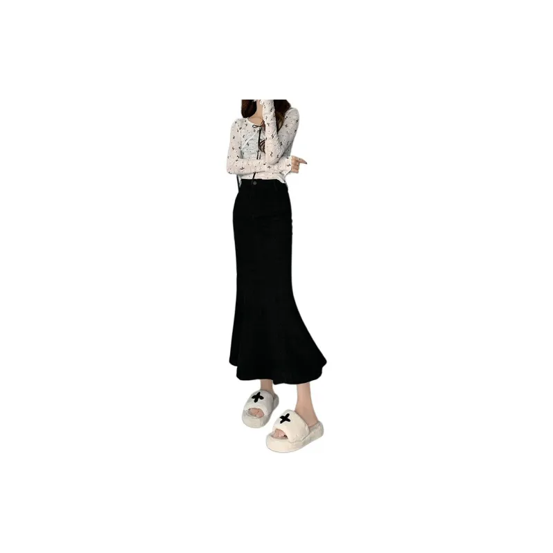 Concubine Zhu Denim Long Skirt Women's Black-5