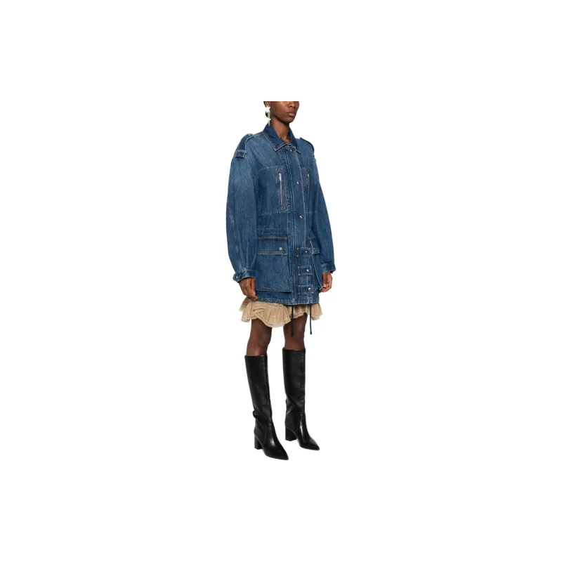 ISABEL MARANT ETOILE Joanna Drawstring Hem Denim Jacket-3