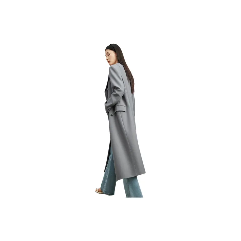 TKY SHOP Trench Coat Women's Gray-2