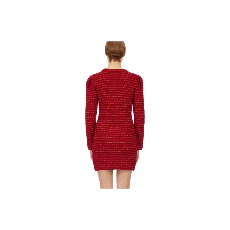 Self portrait Long Sleeved Dress Women's Burgundy-1