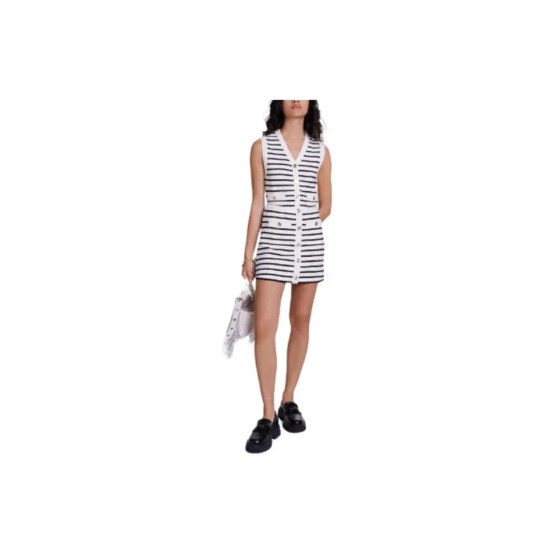 Maje Striped Knitted Miniskirt-2
