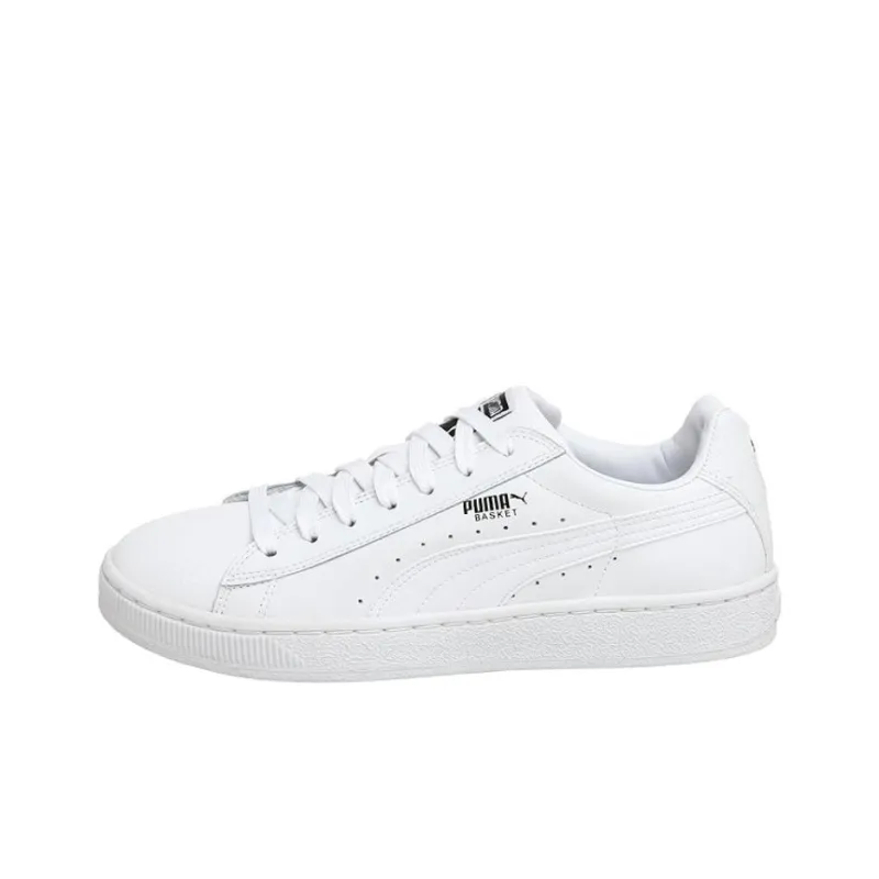 PUMA Basket Cushioning Wear Resistant Low Top Skateboard Shoes Men's White-0