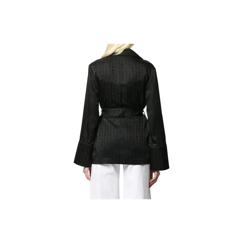 OFF WHITE Logo Embroidery Tied Blouse-3