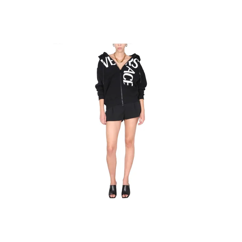 VERSACE Sweatshirt Fabric With Branding Print 'Black/White'-2