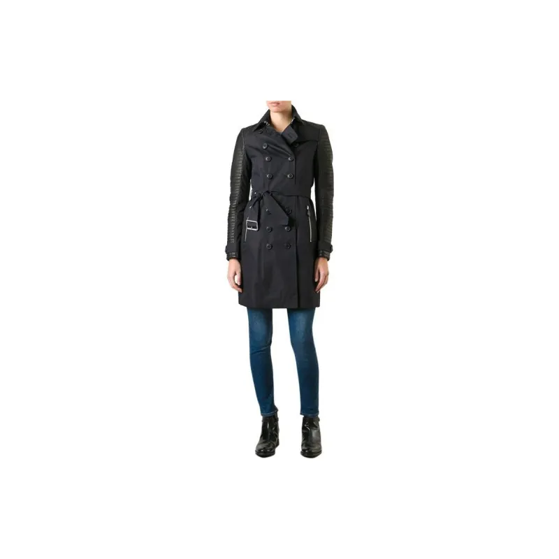 Burberry Trench Coats Women's Black-4