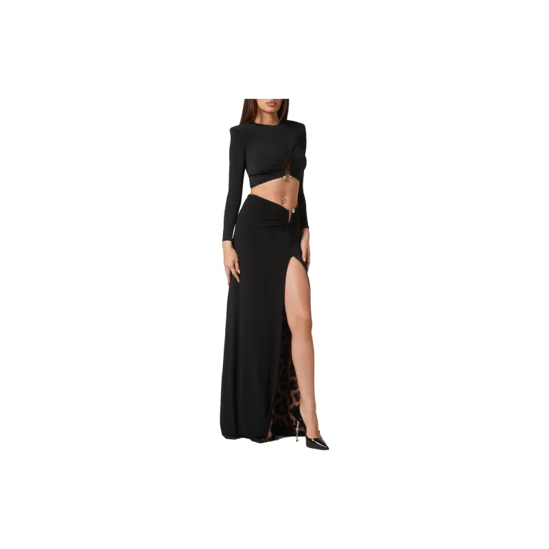 PHILIPP PLEIN Ruched Maxi Skirt-4