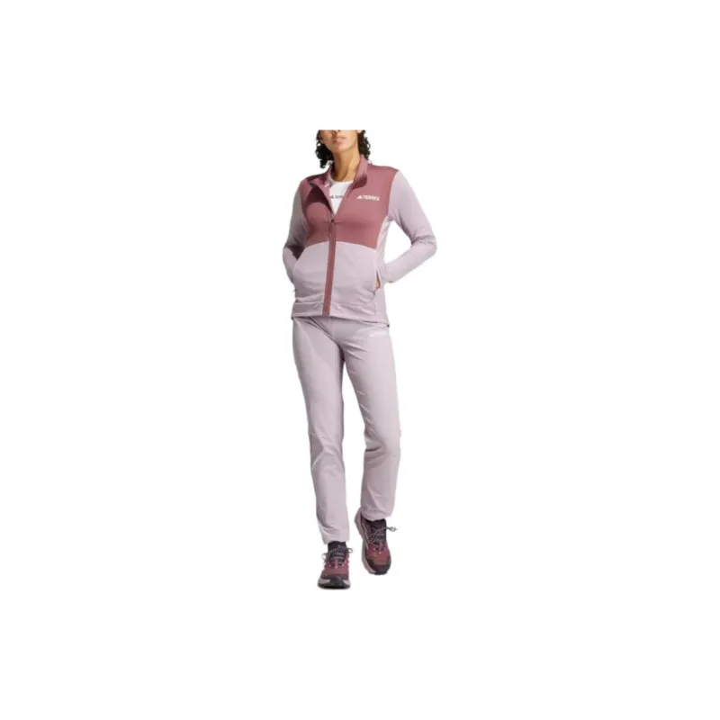 Adidas Terre MULTI LIGHT FLEECE FULL ZIP JACKET Retro Sports Stand Collar Jackets Women's Burgundy Red-3