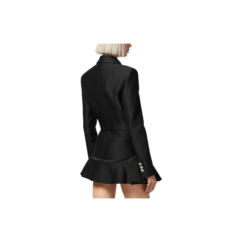 VERSACE Informal Sculptural Wool Silk Jacket 'Black'-3