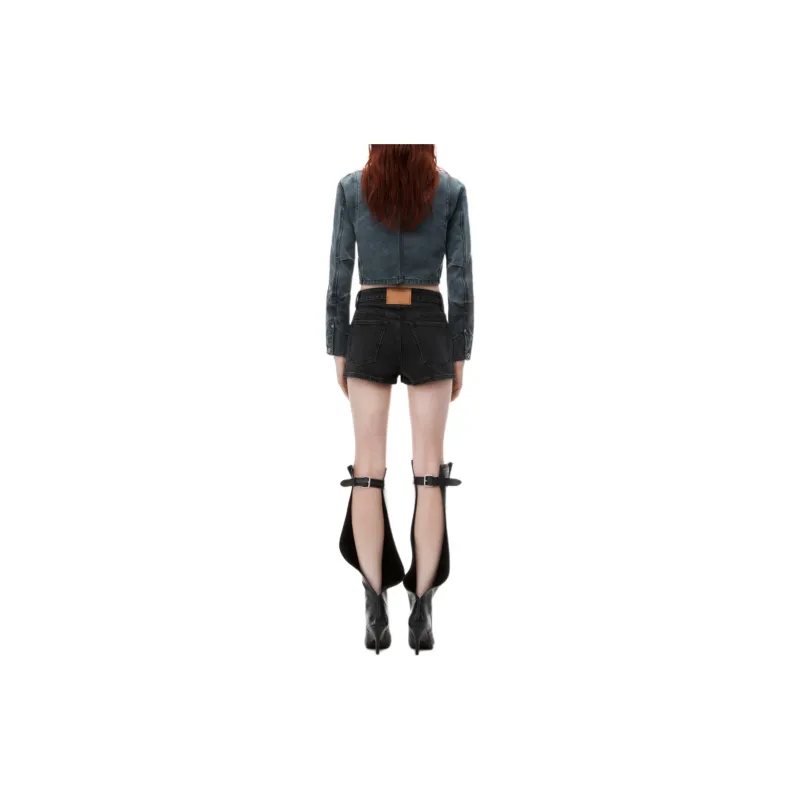 Alexander Wang Mid Rise Stretch Skort Grey Aged-2