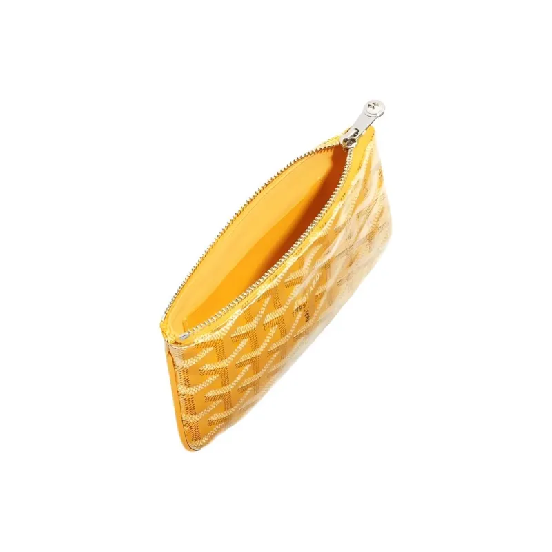 GOYARD SENAT Canvas With Calfskin Wallet Card Holder Clutch Mini Unisex Yellow-1