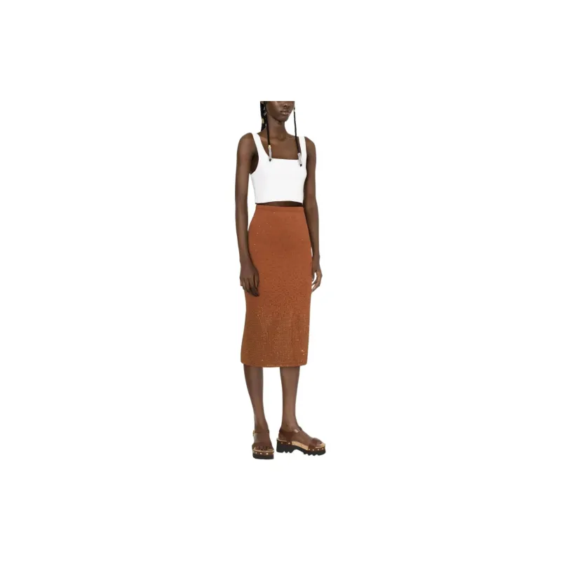 Sandro Casual Long Skirts Women's Reddish Brown-3