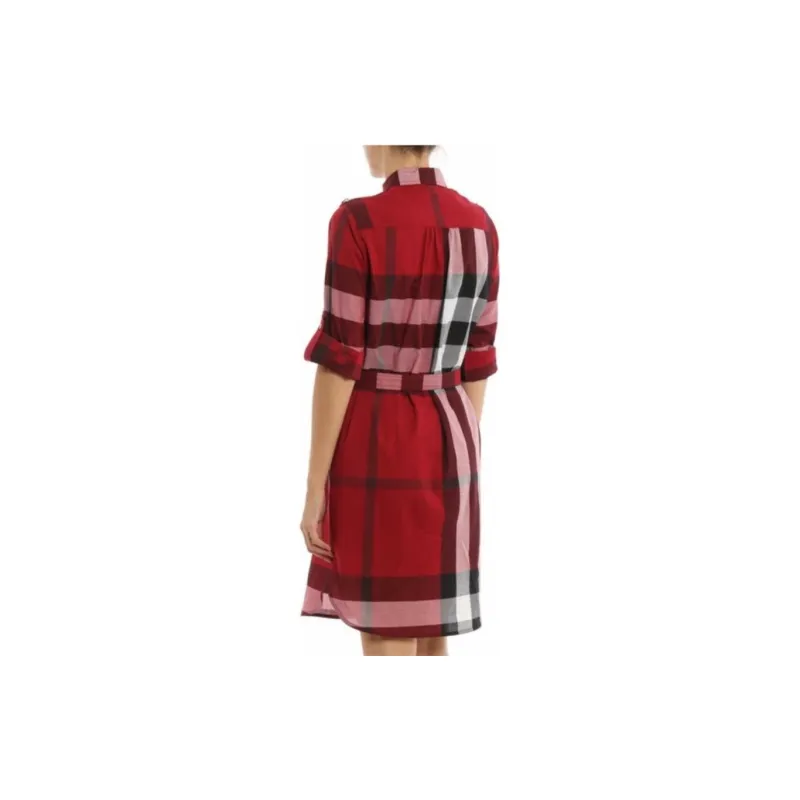 Burberry Check Knee Length Dresses Red Check-2