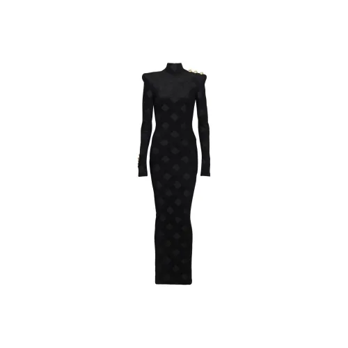 BALMAIN Gingham Bouclé Maxi Dress