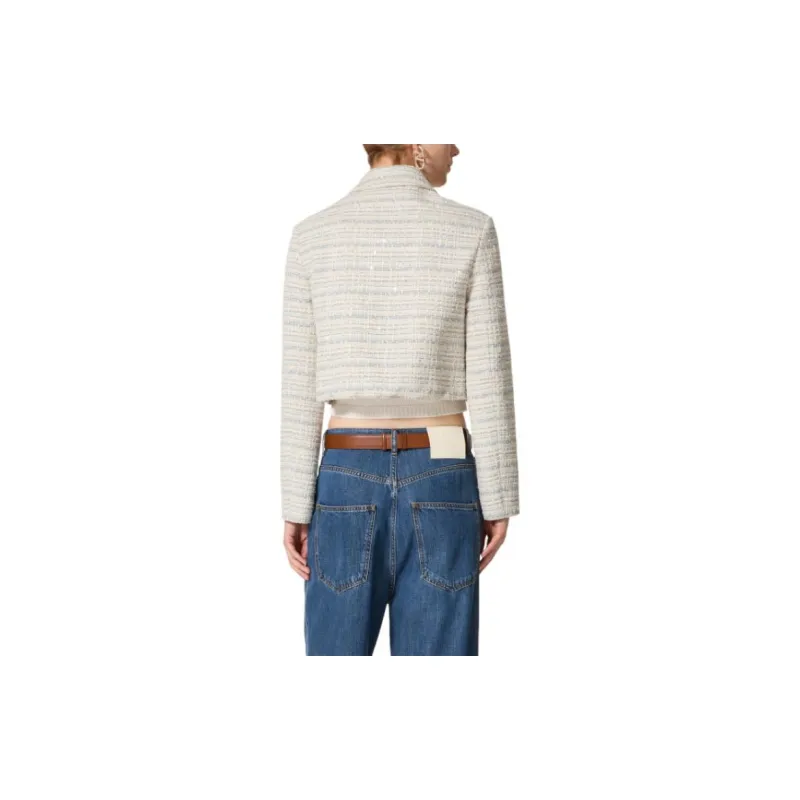 Valentino Buttoned Straight Hem Tweed Jacket-2