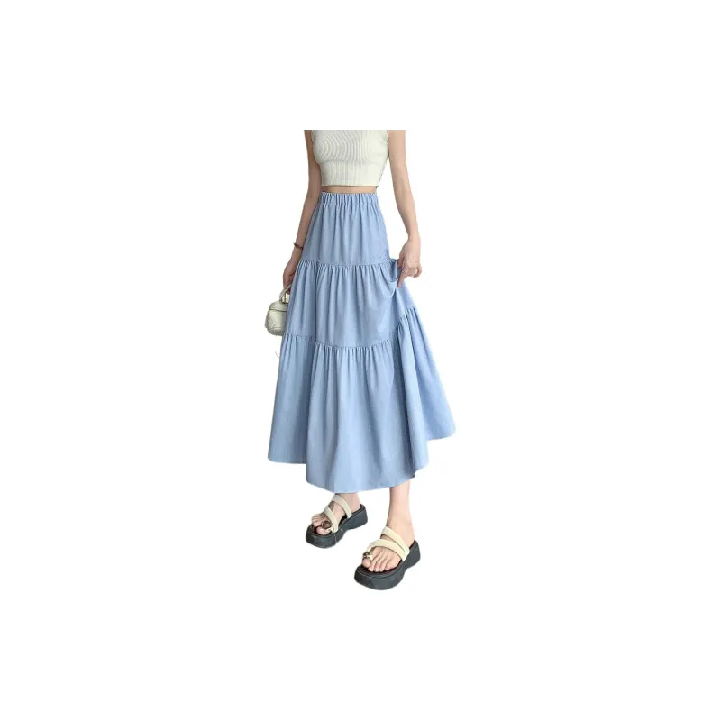 【dme】 Casual Long Skirt Women's Lake Blue-4