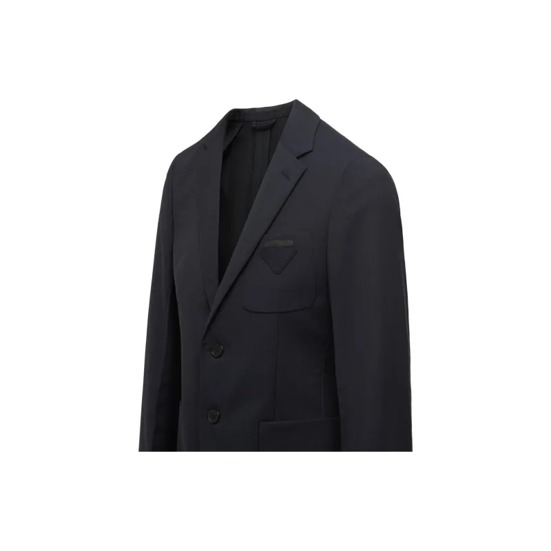 PRADA Single Breasted Logo Patch Blazer-1