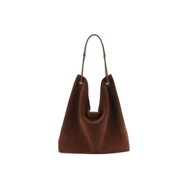 YOCAMU Matte Cowhide Leather Shoulder Bag Regular Unisex Wicker Pine Green-0