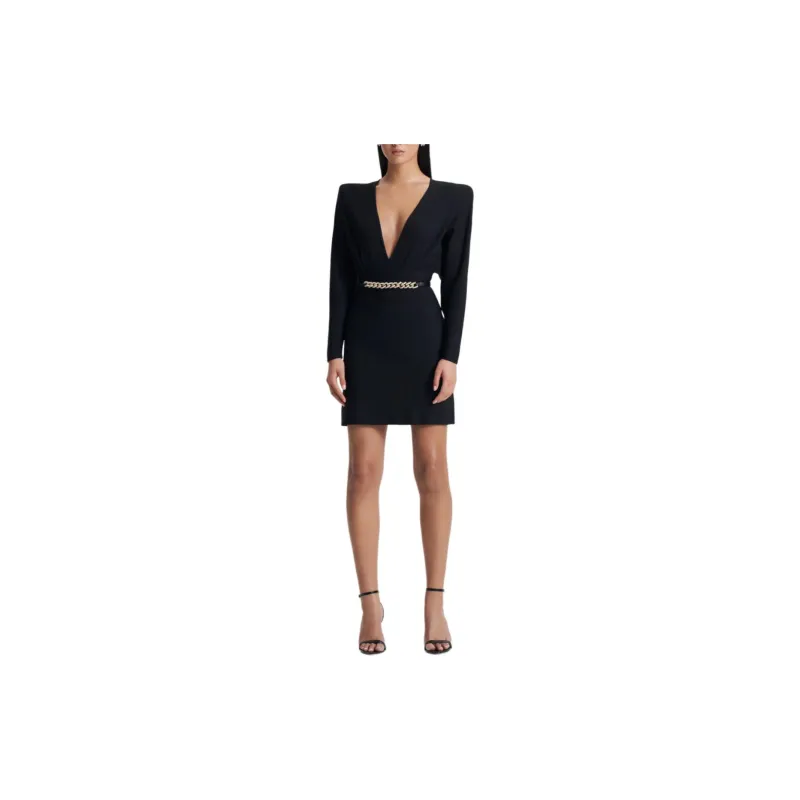 SCANLAN THEODORE Crepe Knit Dolman Sleeve Mini Long-Sleeved Dresses Women's Black-2