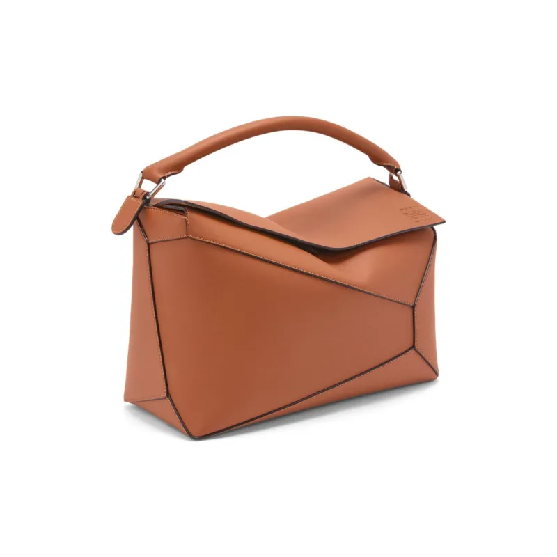 LOEWE Puzzle Cow Leather Shoulder Bag Crossbody Bag Handbag Large Size Women's Tan-1