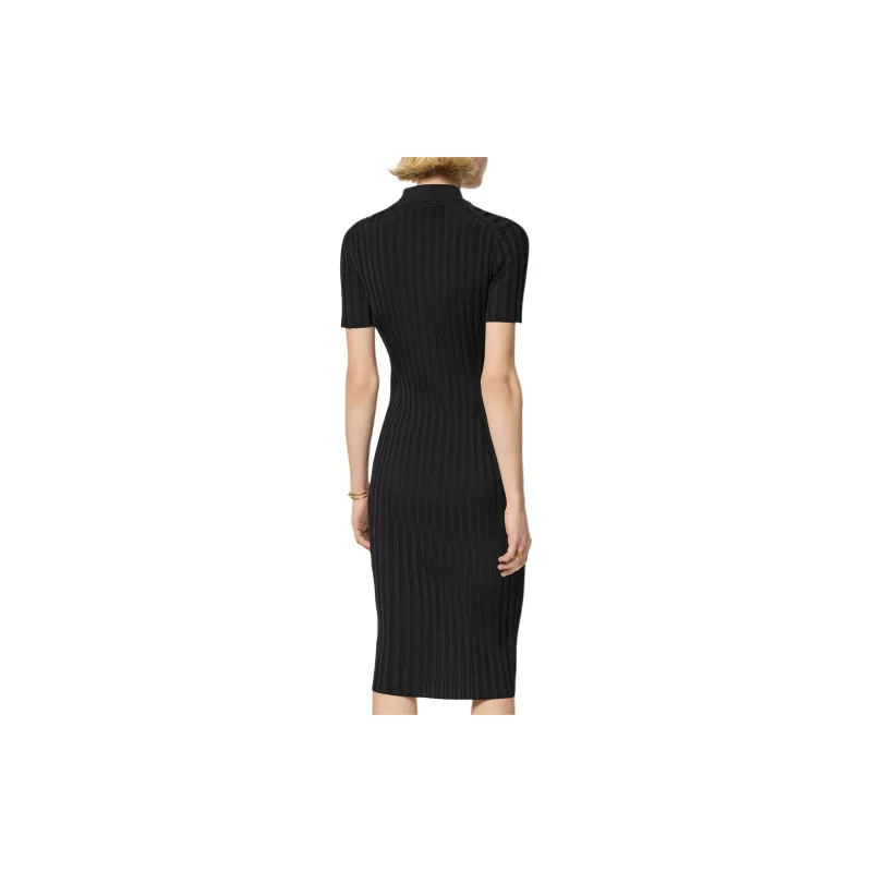 VERSACE Short-Sleeved Knitted Midi Shirt Dress-2